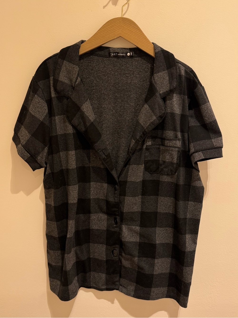 Tart Black and Gray Plaid Short-Sleeve Pajama Top